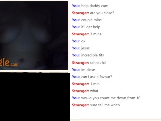 Horny Omegle chick shows off huge tits makes me cum too fquick